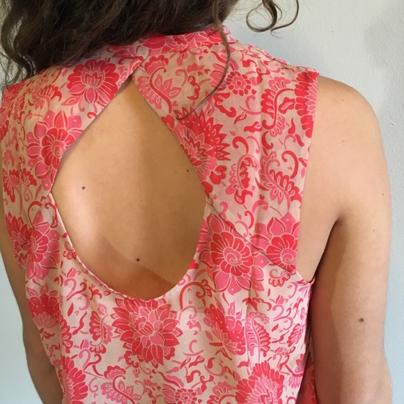 CAbi Floral Top Sleeveless Print Tank Pink Nude - Picture 6 of 8